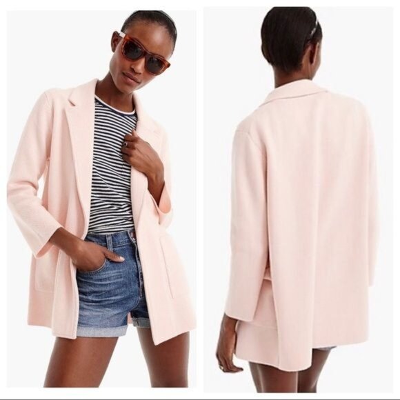 J. Crew Sweaters - J. Crew Sophie Open Front Cotton Blend Knit Sweater Blazer In Subtle Pink M